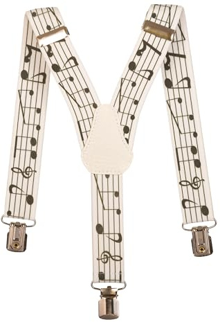 Olata Bretelle per Bambini a Forma di Y, Elastiche con Motivo (1-5 Anni), 2,5 cm. Note Musicali