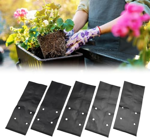 BEIXIHappygrowth 100 sacchetti in plastica per piantine, vasi per piantine, vasi per piantare piante con eccellente permeabilità all'acqua (17 x 30 cm)
