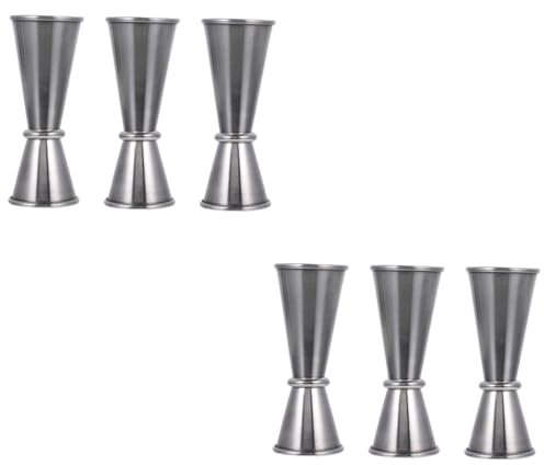 PRETYZOOM 6 Pz Tazza da oncia in Acciaio Inossidabile Jigger agitatore per Bevande Shaker Martini misurino per Cocktail misurini per Cocktail Tazza da oncia da Cocktail Doppio Girello Silver