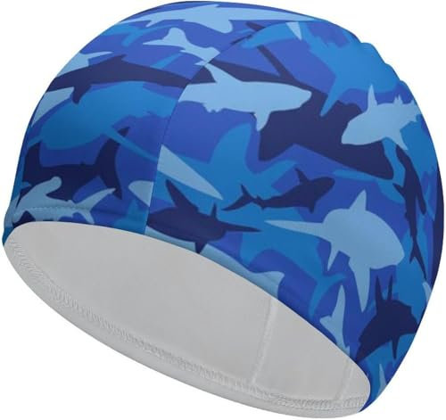 Badekappe mit Hai-Motiv, Unisex, wasserdicht, Duschhaube, gemütliche Badekappe, Wassersport-Zubehör