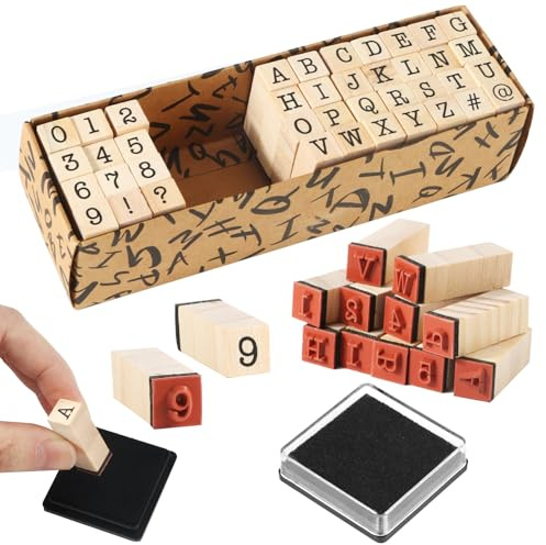 40 Stück Alphabet Holzstempel Buchstaben | stempel buchstaben mit Stempelkissen Holzstempel Buchstaben für Scrapbooking Kunst Handwerk Kartenherstellung