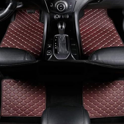 LECREA Auto Fußmatten für Mercedes Benz C Class C180 C200 C220d C300 C300d C400 AMG C43 /C63/C63S LHD, Leder Fußmatten, Wasserdicht Anti-Rutsch Teppich Matten Vorne und Hinten Autoteppich,B Coffee