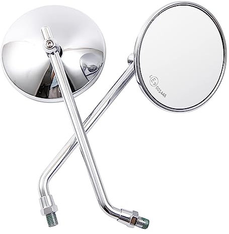 Lenkerendenspiegel 3,86 Zoll Motorradspiegel 8/10 Mm Retro-Chromspiegel Universal-Retro-Lenkerseitenspiegel Für ATV Scooter Dirt Bike Motorrad Spiegel(Silver)