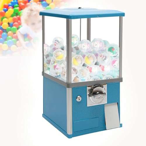 URJWAN Vending Machine,Gumball Machine,Mini Gumball Machine - Vintage Candy Dispenser with Glass Globe, Metal Base, and Fr-ee Spin Coin Mechanism by Great Northern Popcorn,Blue