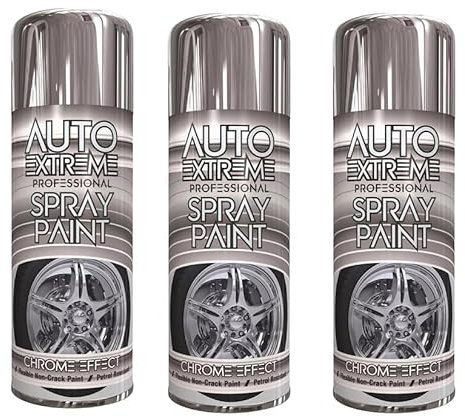 Elito Home & Garden Auto Aerosol Spray Paint for Restore Metal Car Bike Primer Matt Gloss Satin Lacquer 400ml (3 X Chrome Effect Spray 400ml)