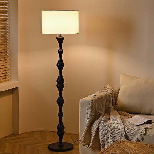 Trommelförmige Stehlampe mit Stoffschirm, klassische Stehlampen aus Holz, Eckmastleuchte, dekorative vertikale Lampe für Wohnzimmer, Innenbereich, Leselampen, hohe Lampen für Schlafzimmer, Arbeitszimm