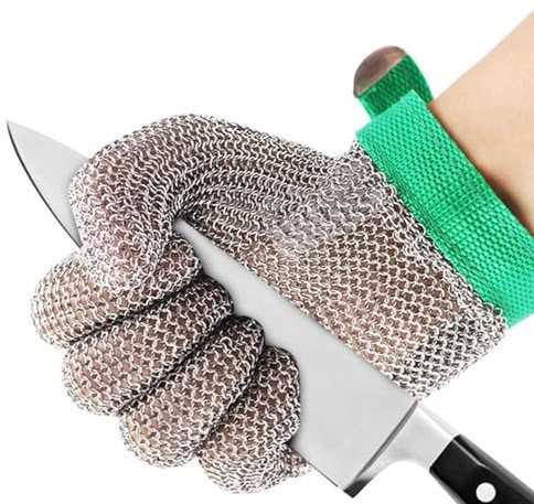 Guantes Anticorte Guantes De Trabajo, Guantes Resistentes A Cortes De Cocina, Guantes De Armadura De Cadena De Metal De Seguridad De Grado Alimenticio, Guantes Jardineria M