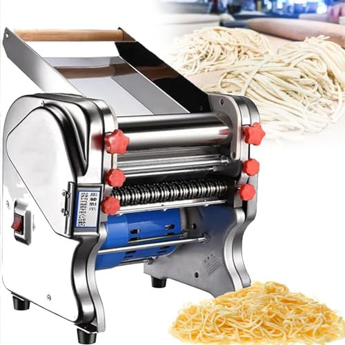 Electric Pasta Maker 550W - Adjustable Thickness Dough Roller and Cutter with 3/9mm Noodle Cutter, Stainless Steel for Commercial and Homemade Use