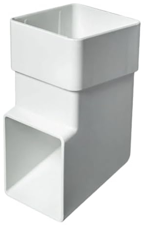 SHMOX 65mm Downpipe Shoe with Modern Square Guttering (White, Pack of 2)