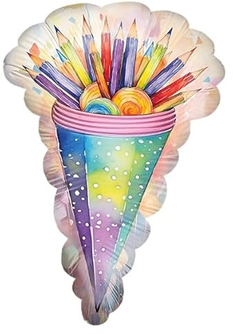 Party Factory Back to school Folienballon Einschulung Schultüte 70x48 cm, Bunt, Ballon Helium geeignet, Schulanfang Deko, Luftballon für Einschulungsfeier und Schulstart