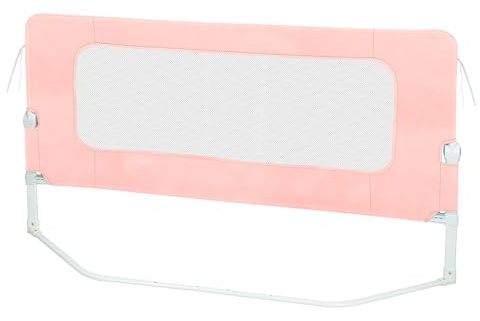 HUOLE Bettschutzgitter mit Verstellbarer Gurte,Rausfallschutz Bett 180° faltbar für Boxspringbett, Bettgitter klappbar, Elternbett, Kinderbett-200 x 73–86 cm - Rosa