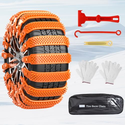 Chaînes à Neige pour Auto Ninonly 10Pcs Réutilisables Chaine Neige Universelle pour Voiture Camion SUV Adaptées aux Pneus Largeur 165mm - 255mm pour Boue, Sable, Neige, Glace