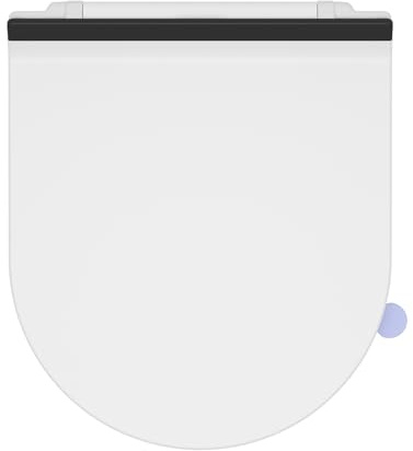 SREWOHS PRO WC Sitz mit Absenkautomatik, Toilettendeckel d Form, Klodeckel mit Quick-Release-Funktion, Klobrille Einfache Montage und Reinigung, Toilettensitz Duroplast, WC Deckel Weiß, 42,7 X 36,4 CM