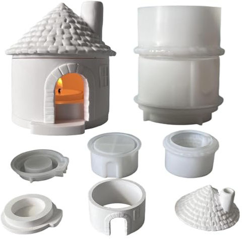 Molde De Casa De Silicona Navideño,Set De Moldes De Silicona 3D Para Casitas De Aldea - Decoración del Hogar para Acción de Gracias Cumpleaños y Escritorio