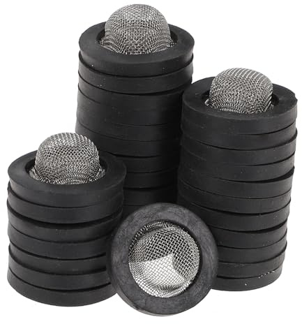 BESTonZON Rondelle con Filtro in Acciaio Inox 304 per Tubi Flessibili 1/2, Guarnizioni O-Ring Antiperdita, Kit 30 Pezzi per Riparazione Rubinetti Giardino e Lavatrici