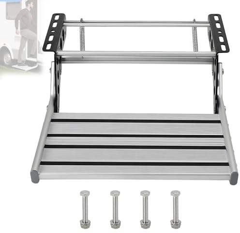 Feiphla Marchepied éLectrique pour Camping-Car avec éClairage LED, Marchepied Pliant Monocouche en Alliage D'Aluminium, 150 Kg, pour Camping-Car, Caravane 1Step-Manual(LED)