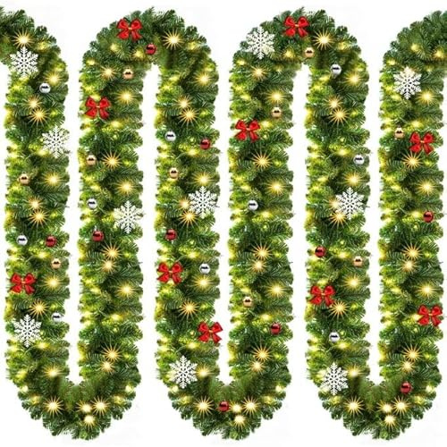 Weihnachtsgirlande Andrea mit Beleuchtung, dekoriert, 5 m, grün