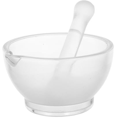 Veemoon Mortero de Vidrio para Laboratorio y Cocina Mortero Manual Portátil para Molienda de Medicamentos y Especias Cuenco Mezclador Ergonómico para Pulverizar Polvos