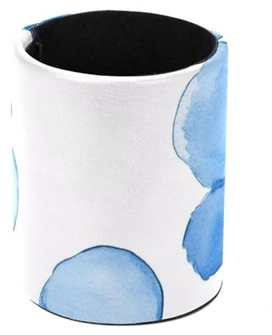 Vintage stil blå blommig akvarell mönster penna pennhållare för skrivbord, rund blyertspenna kopp skrivbordsorganisatör för hem skola kontor förvaring kontorsmaterial (7,9 cm x 9,9 cm)
