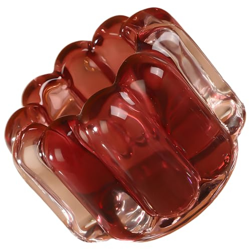 Tressify Nordic Flower Kerzenhalter aus Glas, 8,6 cm, für Heimdekoration, Partys, Hochzeiten und Jubiläen, Rot