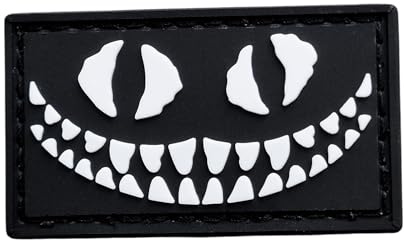 Cheshire Cat PVC Patch Tactical Morale – Lysande i mörkret för ryggsäckar, kepsar, redskap och västar – krok och ögla baksida