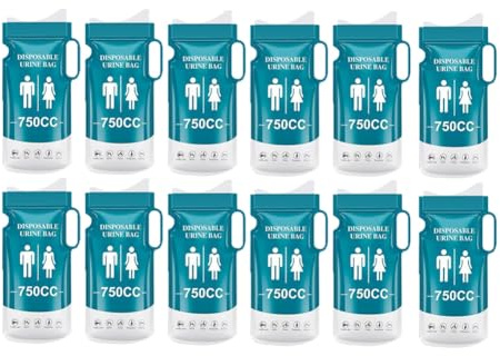 Bosiyrggrl 12 Pezzi Sacchetti Monouso per Urina Sacchetti Portatili per Pipì da Viaggio per Donne e Uomini, Sacchetti per Vomito di Emergenza da 750 Ml Orinatoi Monouso