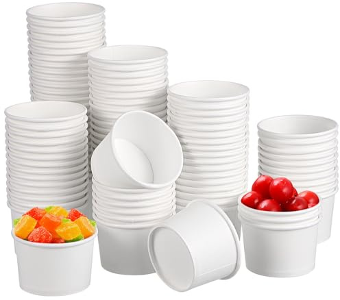 KOMBIUDA Bicchieri di Carta Usa e Getta Design Elegante da 50ml Tazzine Bianche Biodegradabili Confezione da 100 Pezzi per Bevande Calde per Degustazioni e Feste