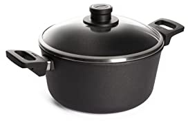 Woll 124ILL Induction Line Gusstopf ø 24 cm, 12 cm hoch, 4.5 Liter mit 2 Seitengriffen inklusiv Sicherheitsglasdeckel, Schwarz