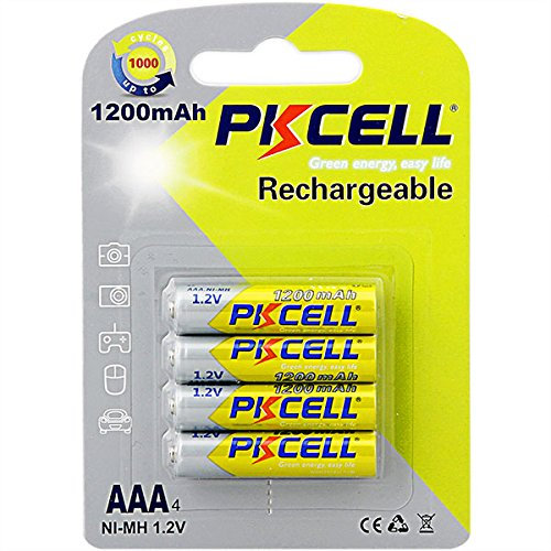 PKCELL – 4 batterie ricaricabili AAA 1200 mAh 1,2 V