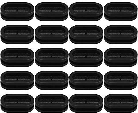Mxfans 20Pieces 13 x 27mm Double-Sided Hole Oval Rubber Grommets Assortment for Wire Cable Wire