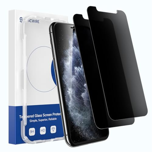 Syncwire Sichtschutzfolie für iPhone 11 Pro/XS/X/10, [2 Stück] Anti-Spy 9H Härte Bruchsicher Schutzfolie, 3D Blasenfrei Schutzglas Privatsphäre