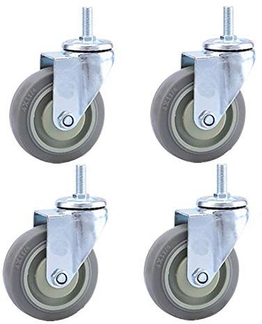 4 Schwerlastrollen M12 × 30 mm Gewinde Industrieller Transport Gummirollen Mit Bremse 75 mm / 100 mm / 125 mm 480 kg Universal Lenkrollen Leise Möbelrollen Doppellager Stielrollen