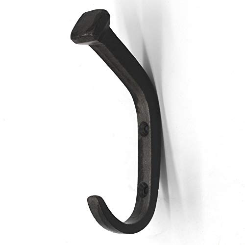 Wandhaken Garderobenhaken Kleiderhaken mit Schrauben, Gusseisen klar lackiert (Dunkelgrau), vintage antik Haken