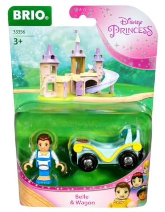 BRIO World Disney Princess Belle and Train Carriage for Kids Age 3 Years Up - Wooden Railway Add On Accessories