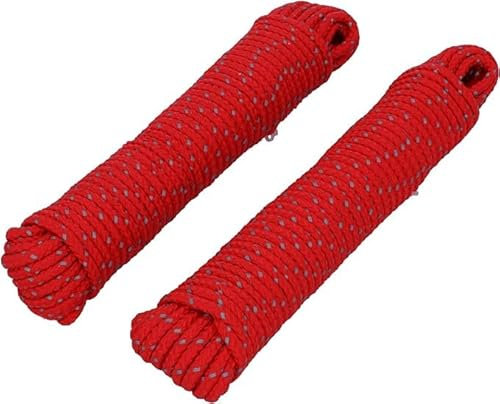 HELPMATE – Nylonseil 5mm rot reflektierend – Allzweckseil zum Basteln & für Outdoor-Aktivitäten – geeignet als Spannseil, Zeltschnur, Wäscheleine & Co – witterungsbeständig & schwimmfähig (2X 15m)