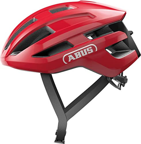 ABUS Rennradhelm PowerDome - leichter Fahrradhelm mit cleverem Belüftungssystem und aerodynamischem Profil - Made in Italy - für Damen und Herren - Rot, Größe M