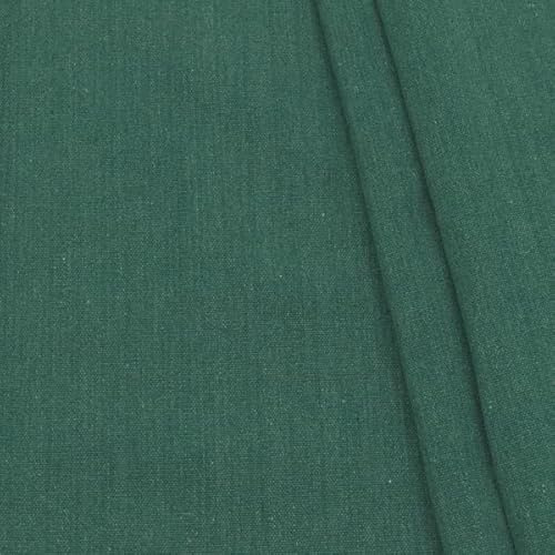 STOFFKONTOR Baumwolle Polyester Canvas Stoff schwere Qualität - Meterware, Farbe Petrol-Grün meliert - zum Nähen von Vorhängen, Tischwäsche, Dekoration UVM.