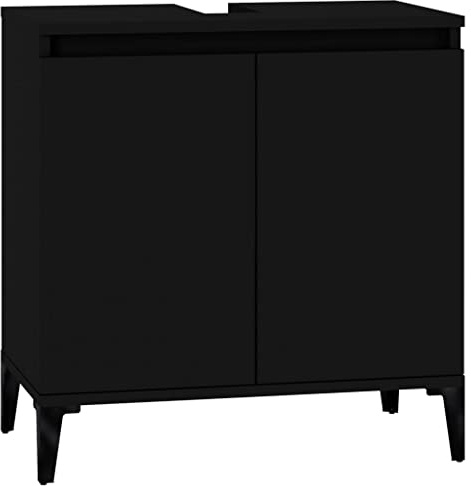 Toshilian Mobile sottolavello, mobile sottolavello, mobile da bagno, armadio sotto lavabo, armadio sotto lavandino, mobile per lavello nero, 58 x 33 x 60 cm, legno di ingegneria