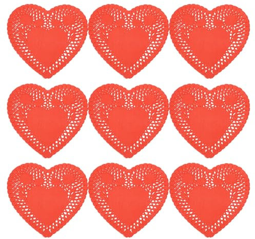 Kichvoe 100blätter Mini Herz Platzdeckchen Aus Papier Hochzeit Valentinstag Deko Herzchen-lace Doilies Lebensmittelechtes Material Für Kuchen Snacks Festliche Anlässe