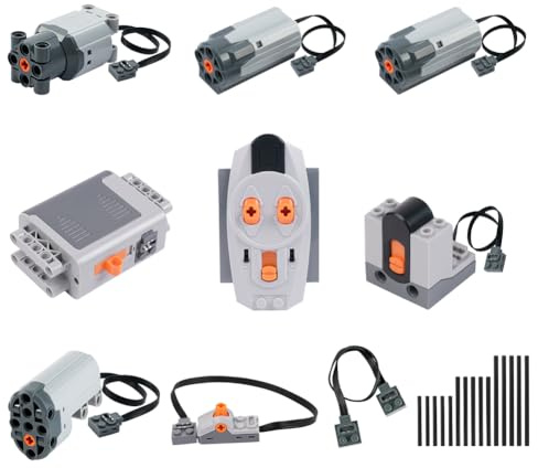 HOTUT 25 Pezzi Power Functions Kit, con Servo Motore Set Custodia Della Batteria del Ricevitore del Telecomando a Infrarossi Treno Motore a Velocità Regolabile