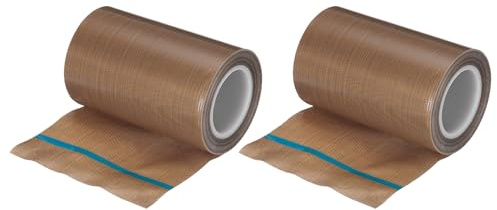 QUARKZMAN 2 Stück PTFE Band 100mm x 0.18mm x 10m (B*D*L), Selbstklebend PTFE Gewindedichtband PTFE Isolierband für Vakuummaschine Lebensmitteldichtung, Hitzebeständiges Klebeband Braun