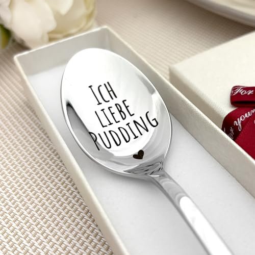 Personalisierter Löffel für Pudding und süße Desserts - Individuell mit Namen oder einem lustigen Text - Tolles Geschenk für jeden Anlass