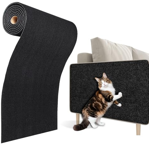 ReWallpaper Tappetino Tiragraffi Autoadesivo per Gatti Nero 40CMx2M Antigraffio Gatto Divano Adesivo Tessuto Protezione Divano Graffi Gatto per Pareti Nero Tiragraffi Adesivo Da Gamba Del Tavolo