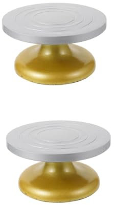 Cabilock Lot De 2 Plateaux Tournants en Plastique Acier Argile Plastique Panier D'Escalier Lisseur À Fondant Support À Cupcakes Décorations De Table À Gâteaux Décoration De