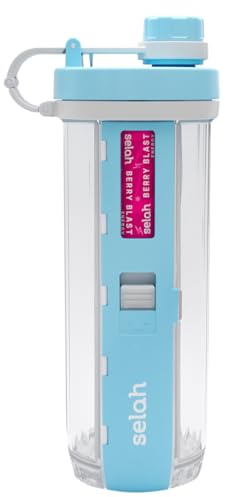 Selah Flavored Water Bottle - Water Enhancer, Sugar Free, Vitamin Infused Water - 20oz Water Bottle With Flavor Pods Included - Sports Drink Pods (Blue, 10 Flavor Pods)