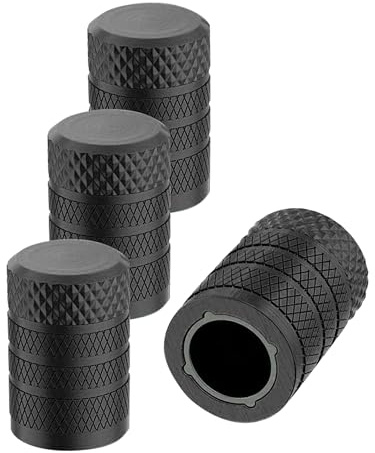 Xibao Tappini Gomme Auto,Tappi Valvole Pneumatici Auto,Coprivalvola Universale in Alluminio Anodizzato per Moto,Adatto alla Maggior Parte di Auto,Biciclette,SUV,Camion e Altri Veicoli a Motore (Nero)