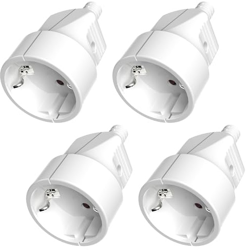 HITRENDS Schuko kupplung 4er Set Weiß - Deutscher Stecker mit Schutzkontakt für Innenbereich Schuko-Stecker