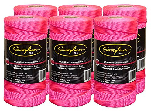 Stringliner Braided Mason Line Replacement Roll Contractor Pack 1,000' - Pink (6 Pack) - SL35762CPK, 1000'