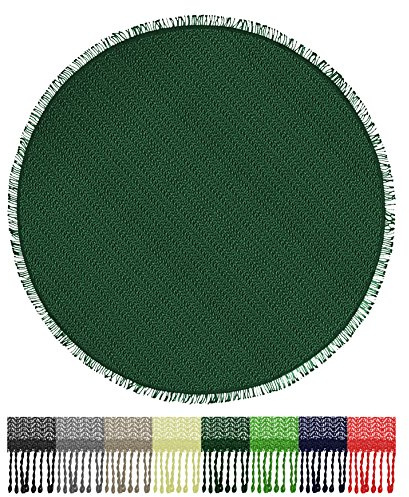 Brandsseller Gartentischdecke Ø 160 cm Tischdecke mit Fransen Outdoor Tischtuch rund Weichschaum für Garten, Terrasse, Balkon wetterfest rutschfest - Grün