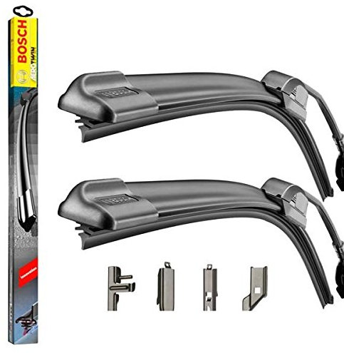 Bosch Multi Clip Twin Pack Front Window Windscreen Replacement Wiper Blades PAIR + 32ML Wurth Screen Wash CLA Class X117 Estate 2015-2016